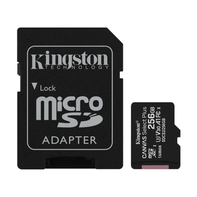 Kingston Canvas Select Plus 256GB MicroSD UHS-I U3 Class 10 A1 V30 Memory Card with Adapter #SDCS2/256GB