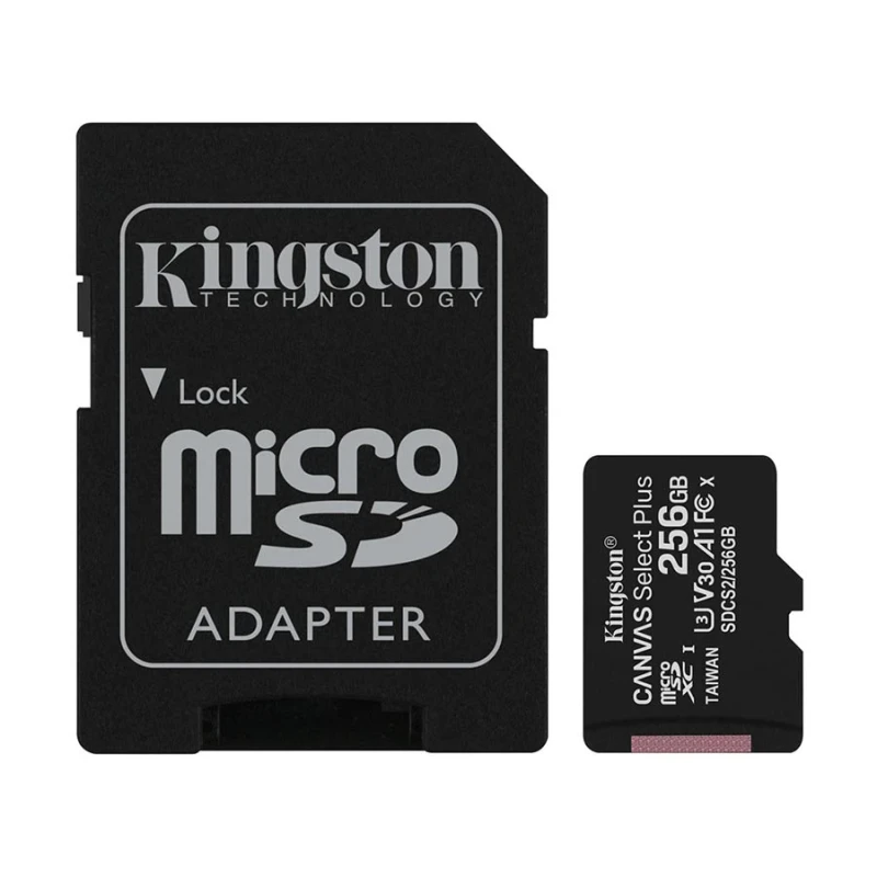 Kingston Canvas Select Plus 256GB MicroSD UHS-I U3 Class 10 A1 V30 Memory Card with Adapter #SDCS2/256GB